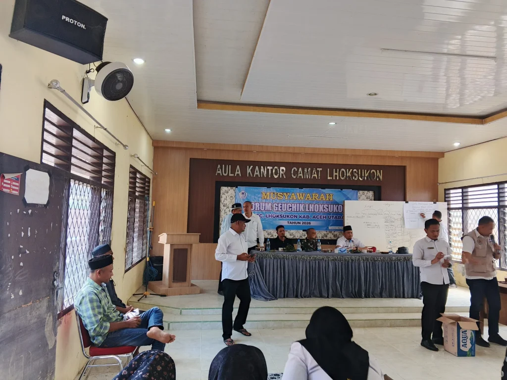 Suasana Musyawarah Pemilihan Ketua Forum Geuchik Kecamatan Lhoksukon. Foto [Lingkar Pos]