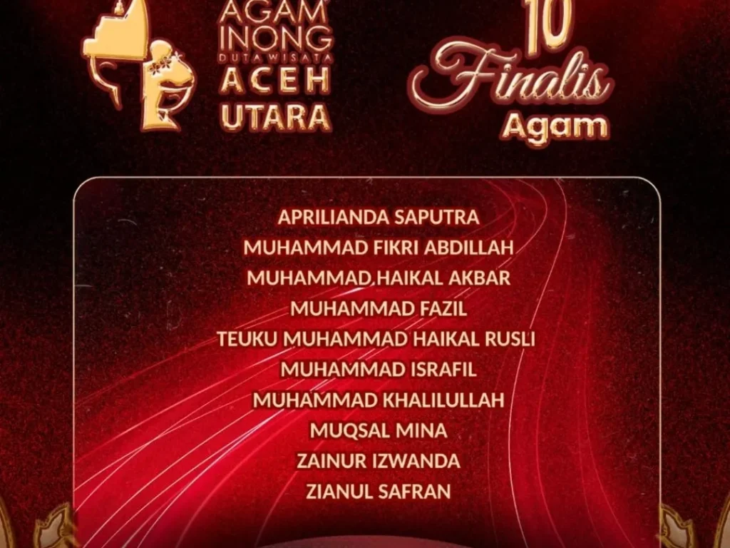 Foto: 10 Nama Finalis Agam, Duta Wisata Aceh Utara Tahun 2025. (Photo :ist)