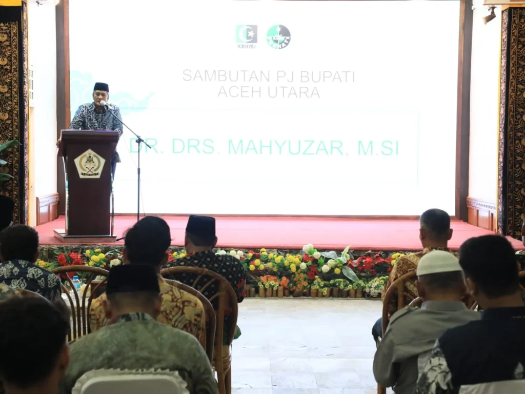 Foto: Penjabat Bupati Aceh Utara Dr Mahyuzar, MSi, mengajak pengurus Korps Alumni Himpunan Mahasiswa Islam (KAHMI) dan Forum Alumni HMI-Wati (FORHATI) untuk mengambil peran dalam penanganan masalah stunting dan kemiskinan ekstrem di daerah ini.