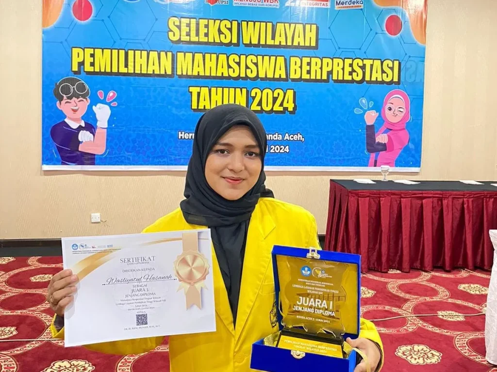 Foto: Wasliyatul Hasanah berhasil meraih juara pertama jenjang Diploma dari ajang Seleksi Wilayah Mahasiswa Berprestasi Tahun 2024