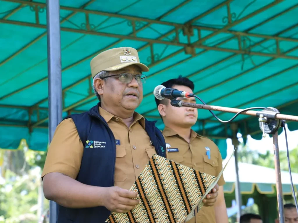 Foto: Pj Bupati Aceh Utara Dr Mahyuzar, MSi Kukuhkan Gampong Siaga Bencana