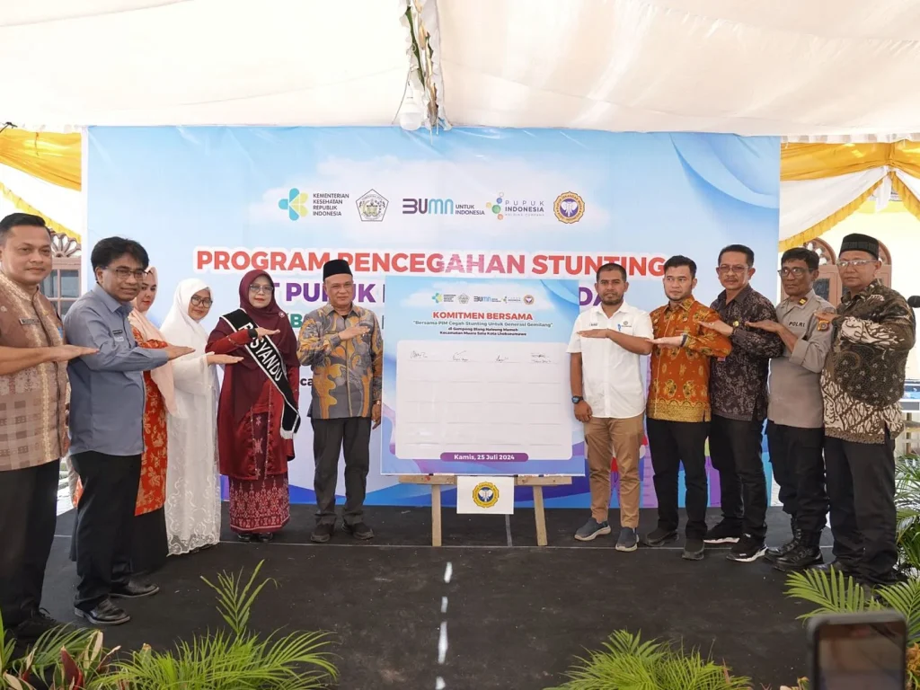 Foto: Pemerintah Kota Lhokseumawe berkolaborasi PT Pupuk Iskandar Muda melakukan peluncuran Rumoh Gizi Gampong (RGG) serta sosialisasi pencegahan stunting di di Desa Blang Naleung Mameh, Kecamatan Muara Satu, Kota Lhokseumawe, Kamis (25/7).