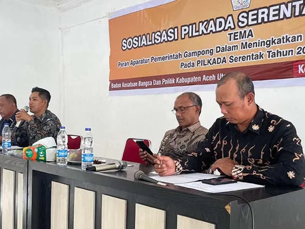 Foto: Kordiv Penanganan Pelanggaran, Data dan Informasi Panwaslih Aceh Utara,  Misbahuddin mengajak para keuchik di 852 gampong mengawasi pelaksanaan Pilkada melalui pengawasan partisipatif dan menjaga netralitas selama Pilkada berlangsung.