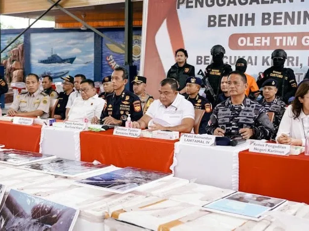 Foto:  Tim gabungan Direktorat Tindak Pidana Tertentu (Dittipidter) Bareskrim Polri bersama Kantor Wilayah Khusus Direktorat Jenderal Bea dan Cukai (Kanwilsus DJBC) Kepulauan Riau berhasil menggagalkan upaya penyelundupan 151.000 benih bening lobster